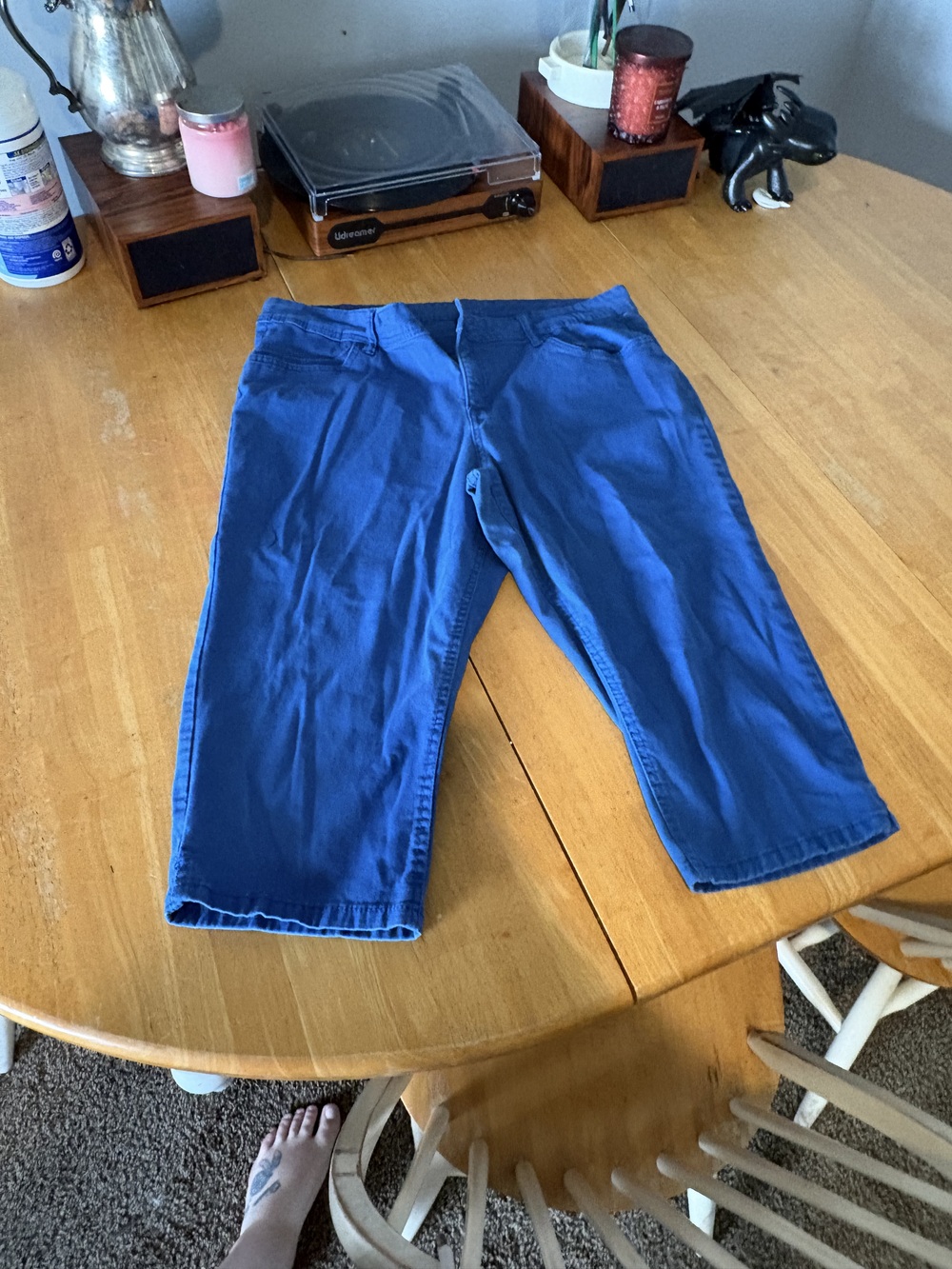 Women's Blue Capri Jeans Size 18 Faded Glory Cotton Stretch Denim Cropped Pants